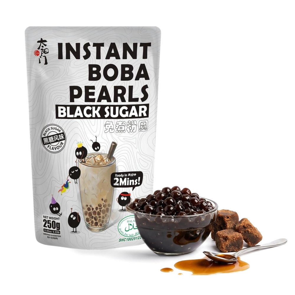 Bobalife Instant Tapioca Boba Pearls, Black Sugar, Ready in 2 Mins, 250g