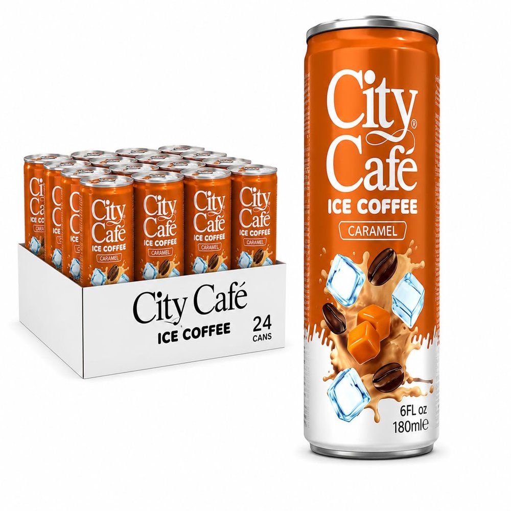 City Cafe Iced Coffee Caramel 24 x 180ml Multipack | Made with Arabica Coffee Beans