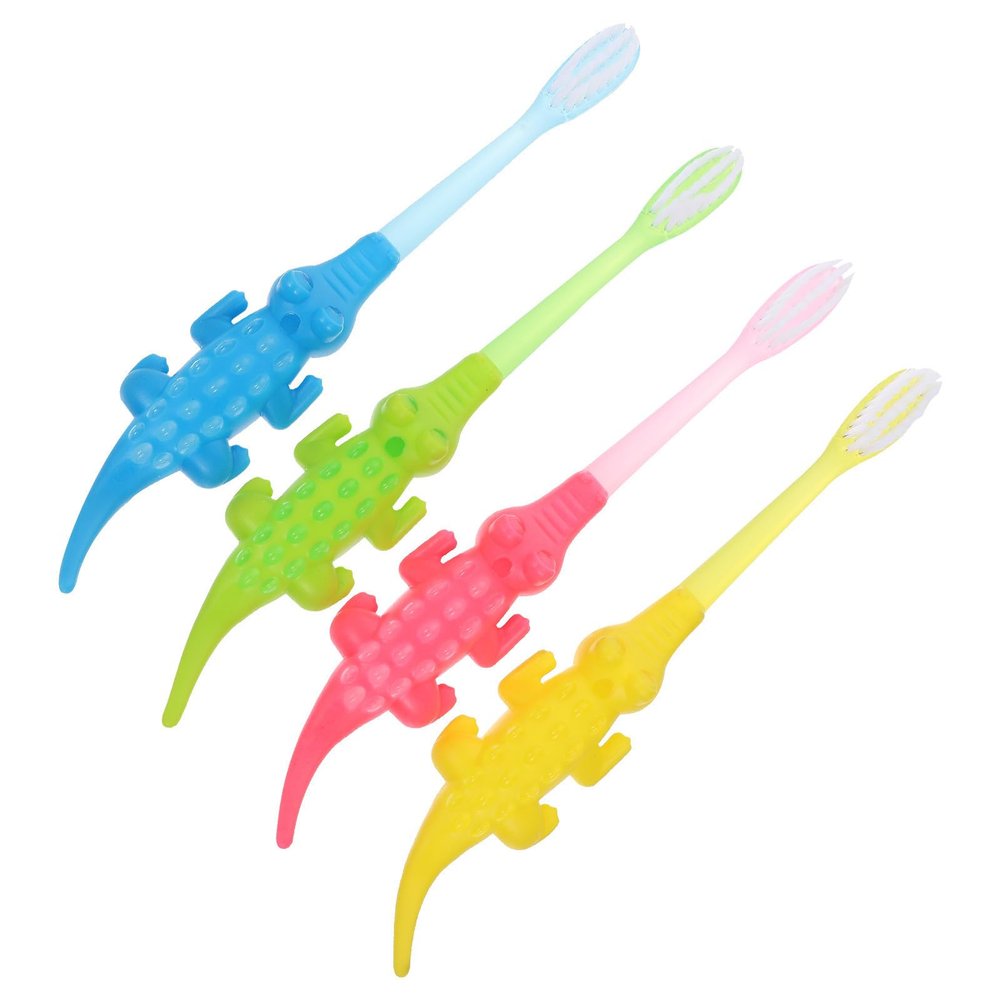 HOMOCONO 8pcs Manual Toothbrushes with Supple Bristles for Teeth Cleaning, Creative Adorable Cartoon Design, Easy to Carry Pp Material, Suitable for Babies and Aged 3-12 Random Color
