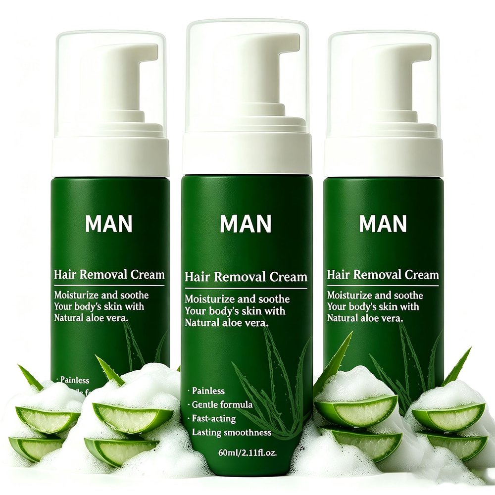 Botane Man Hair Removal Cream, Intimate Hair Removal Cream For Men With Natural Aloe Vera, Gentle, Fast-Acting, Non-sticky, For Face Body & Intimate Areas3