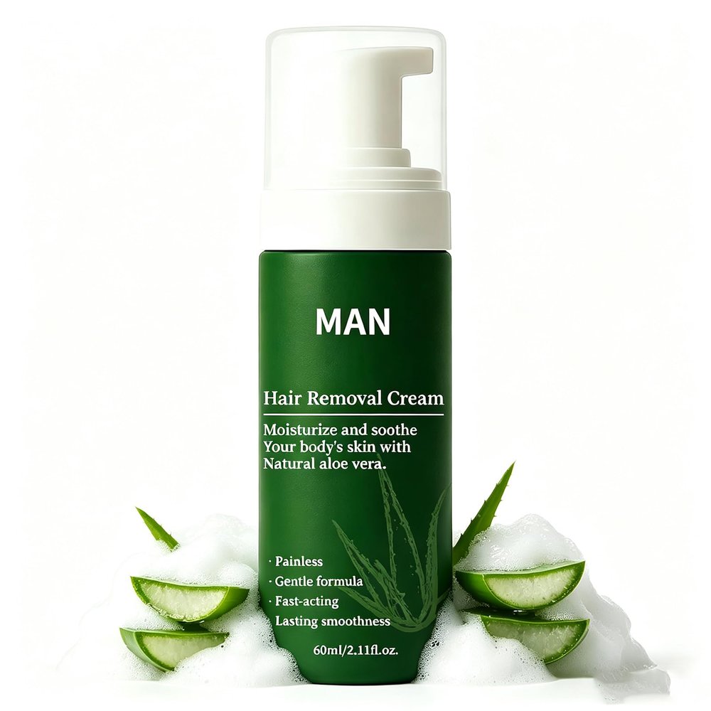 Botane Man Hair Removal Cream, Intimate Hair Removal Cream For Men With Natural Aloe Vera, Gentle, Fast-Acting, Non-sticky, For Face Body & Intimate Areas1