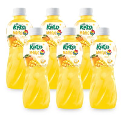 Kato Mango Nata De Coco Drink, 320ml (Pack of 6) | Mango Juice Drink with Coconut Jelly - Ready to Drink Tropical Beverage