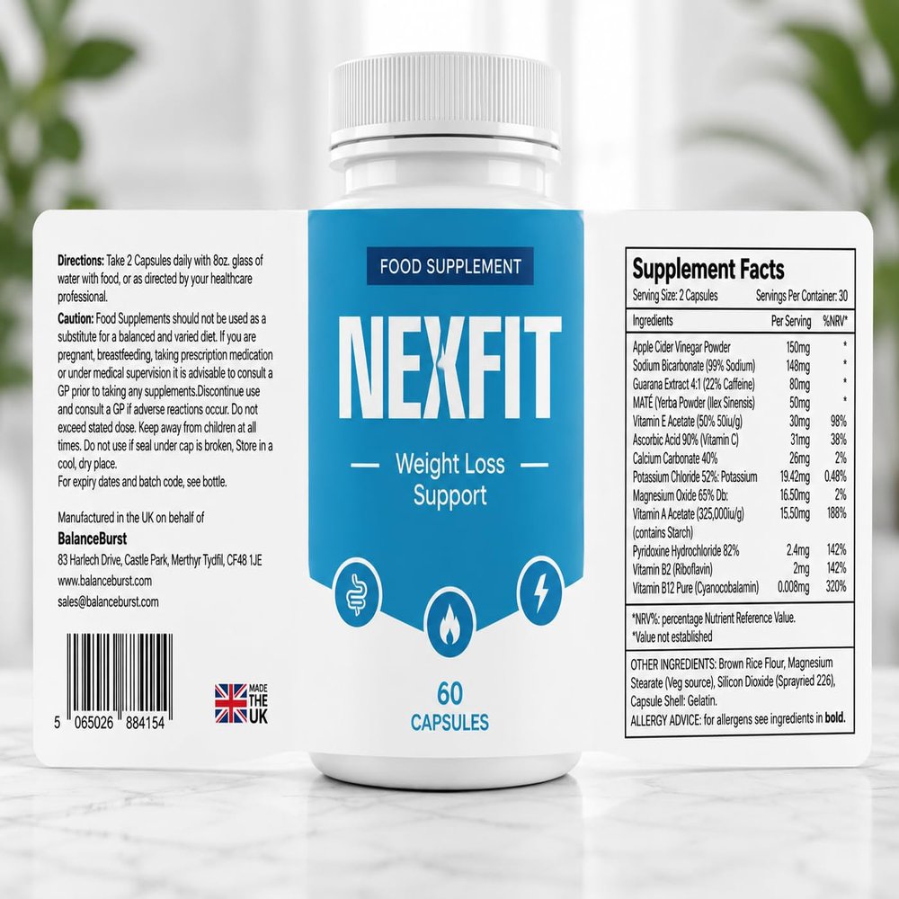 NEXFIT- Daily Food Supplement | 60 Capsules | 1 Month Supply | Made in the UK