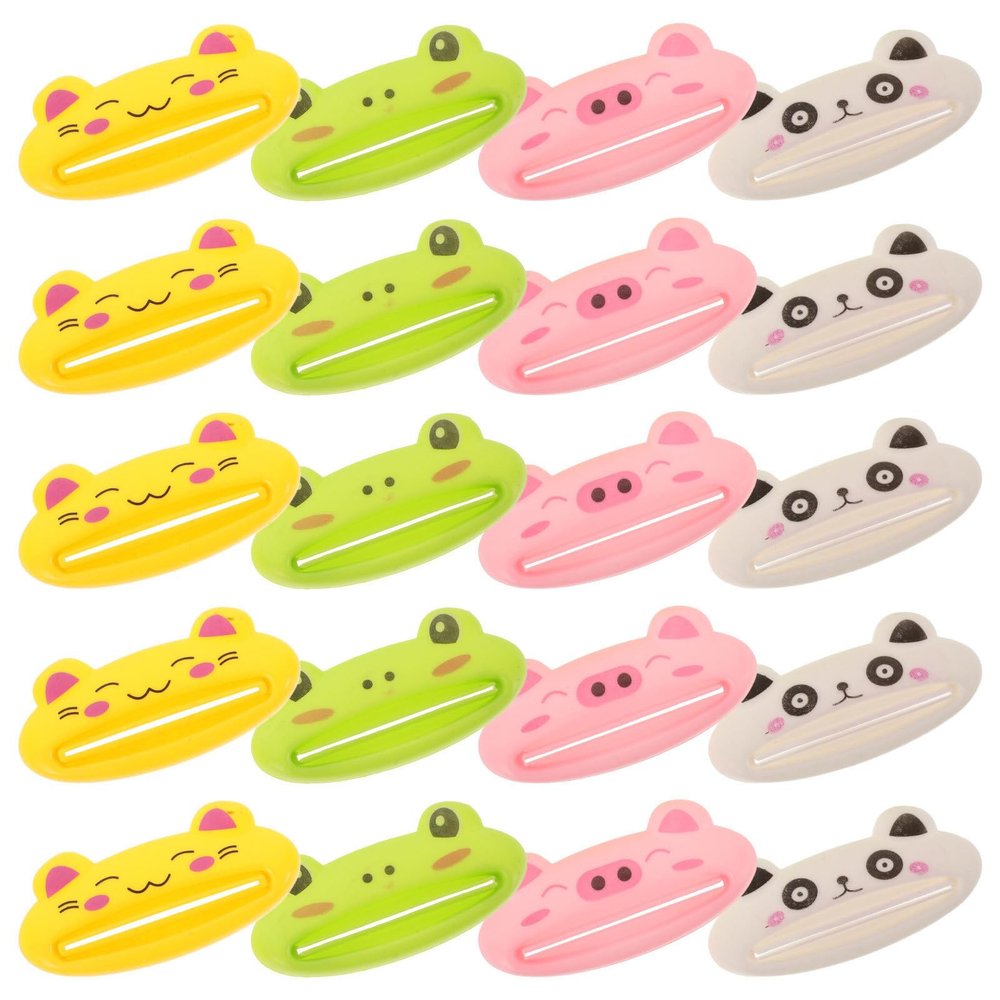 GATHINESS 20pcs Cartoon Manual Toothpaste Tube Squeezers for Adults Handheld Toothpaste Dispensing Gadget with Controlled Extrusion Reusable and Easy to Clean Saves Waste