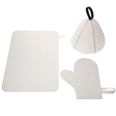 Warmhm Felt Sauna Hat with Glove Breathable White for Women