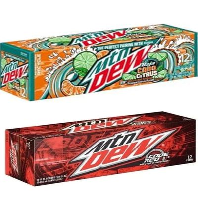 MTNN Dew USA Soft Drink Variety Pack 24 Cans, Baja Carbo Citrus & Code Red (12 Cans Each, 355 ml)