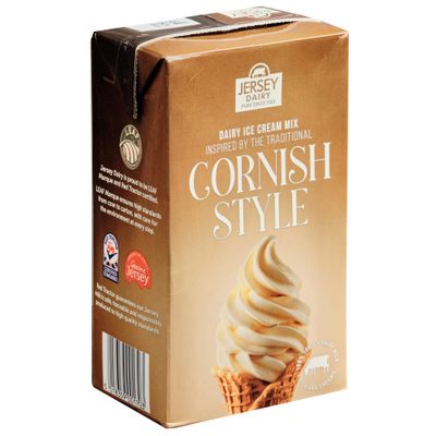 Jersey Dairy Cornish Dairy Ice Cream Mix, UHT Soft Serve Mix, 12 x 1L
