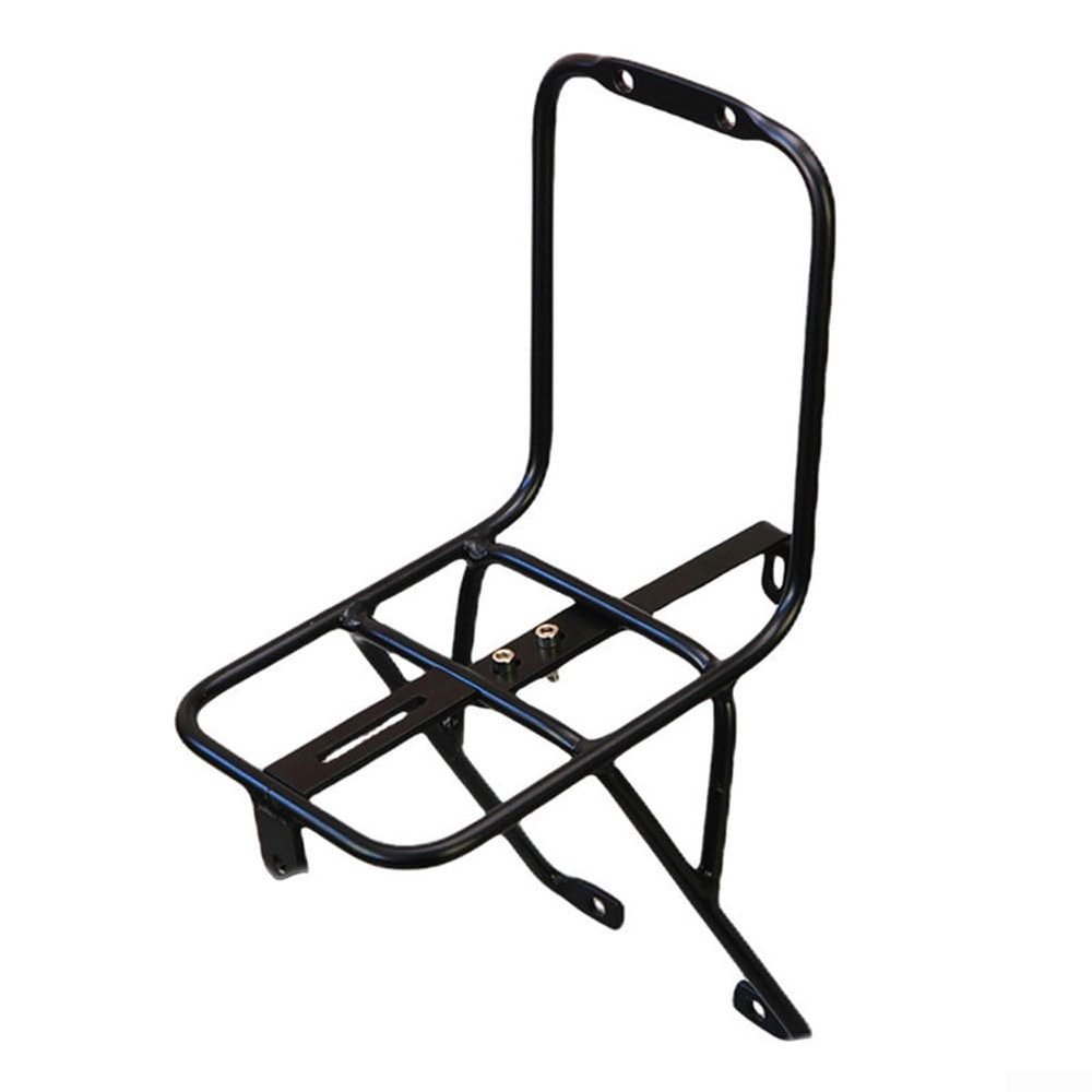 Aluminium Alloy Mountain Bike Front Rack Cargo Basket Bracket, Steel Plate Connector for Scooter and Bicycle, Black, Easy Installation Travel Shelf(for disc brake bike)
