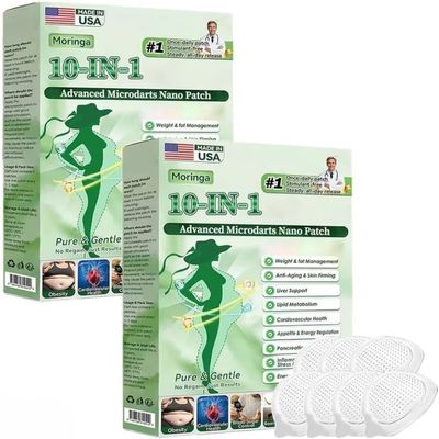 Moringa 10-in-1 Microdarts Nano Patch, Wellness Body Patch, Herbal Moringa Transdermal Patch for Adults, 7 Patches per Box-Set of 2