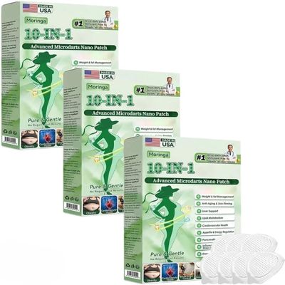 Moringa 10-in-1 Microdarts Nano Patch, Wellness Body Patch, Herbal Moringa Transdermal Patch for Adults, 7 Patches per Box-Set of 3